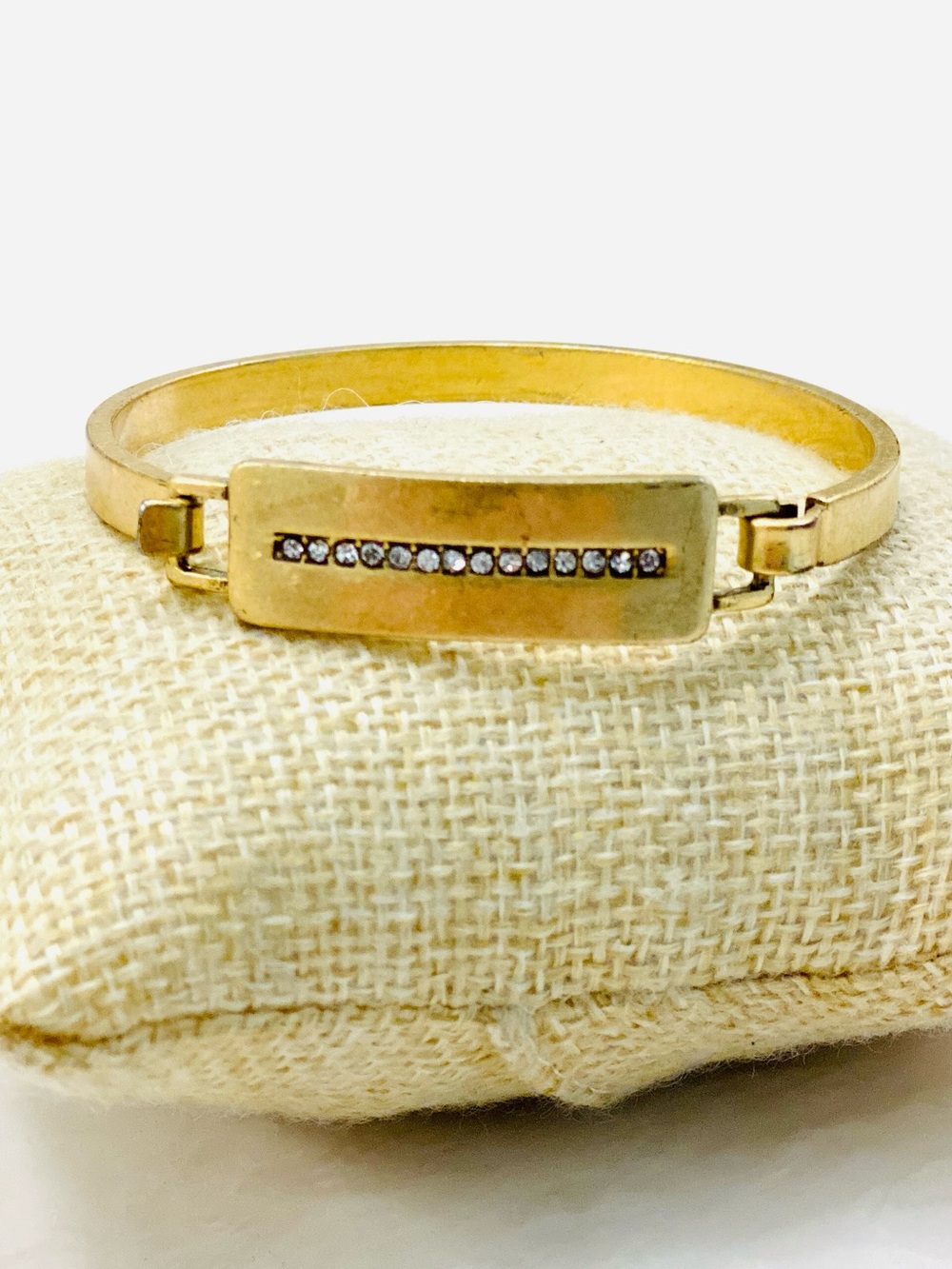Vintage J. Crew Gold Tone Crystal Bar Bracelet